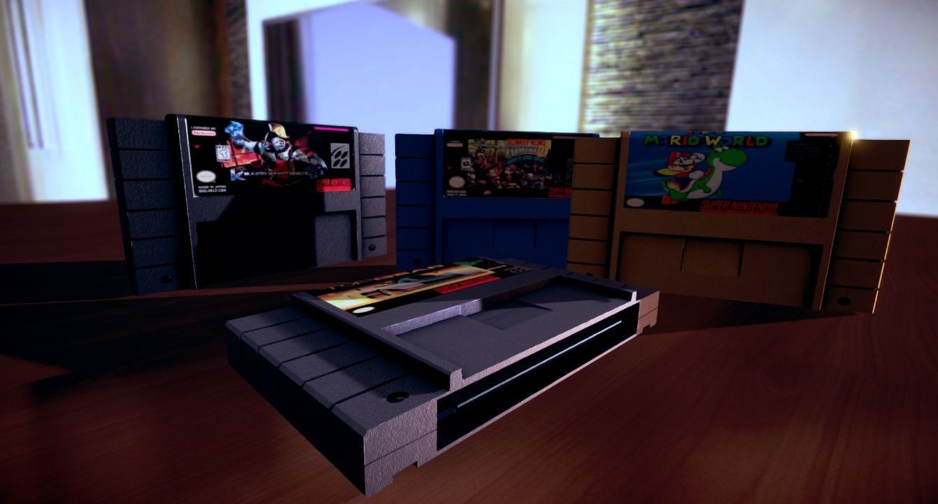 SNES CARTRIDGE VERY WELL DONE AND VERY LIGHT Low-poly 3D model_9