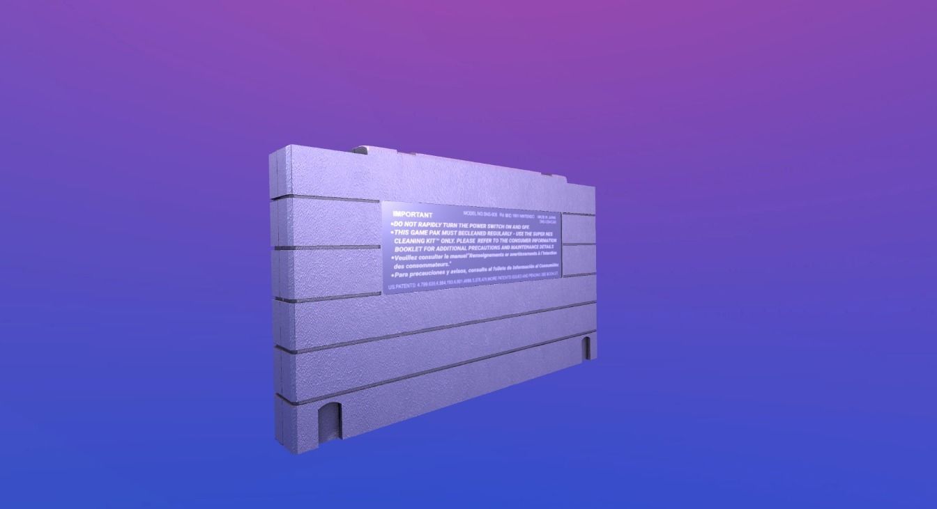 SNES CARTRIDGE VERY WELL DONE AND VERY LIGHT Low-poly 3D model_2