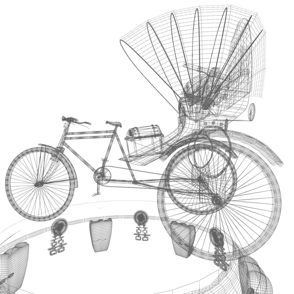 Chinese rickshaw 3D model_7