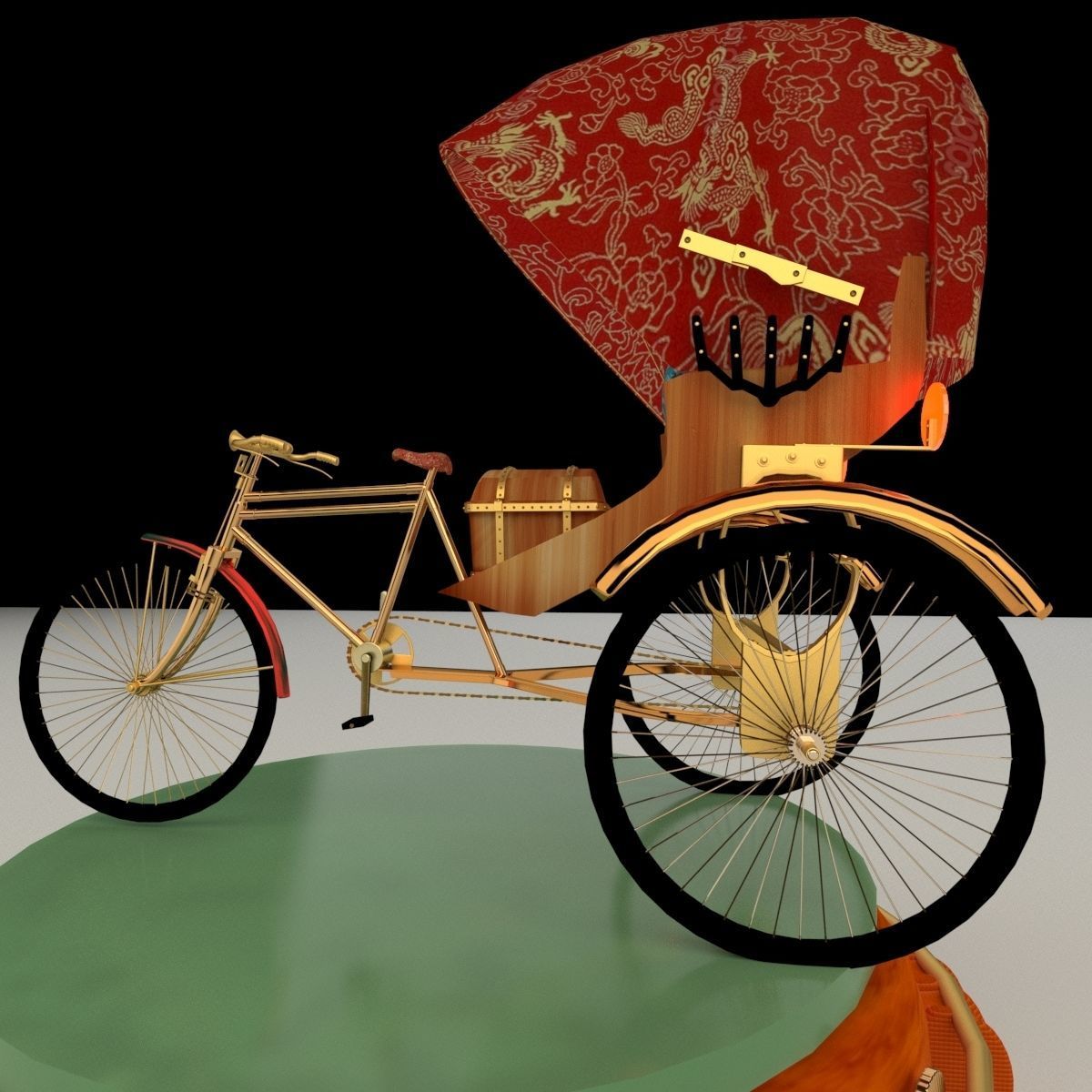 Chinese rickshaw 3D model_2