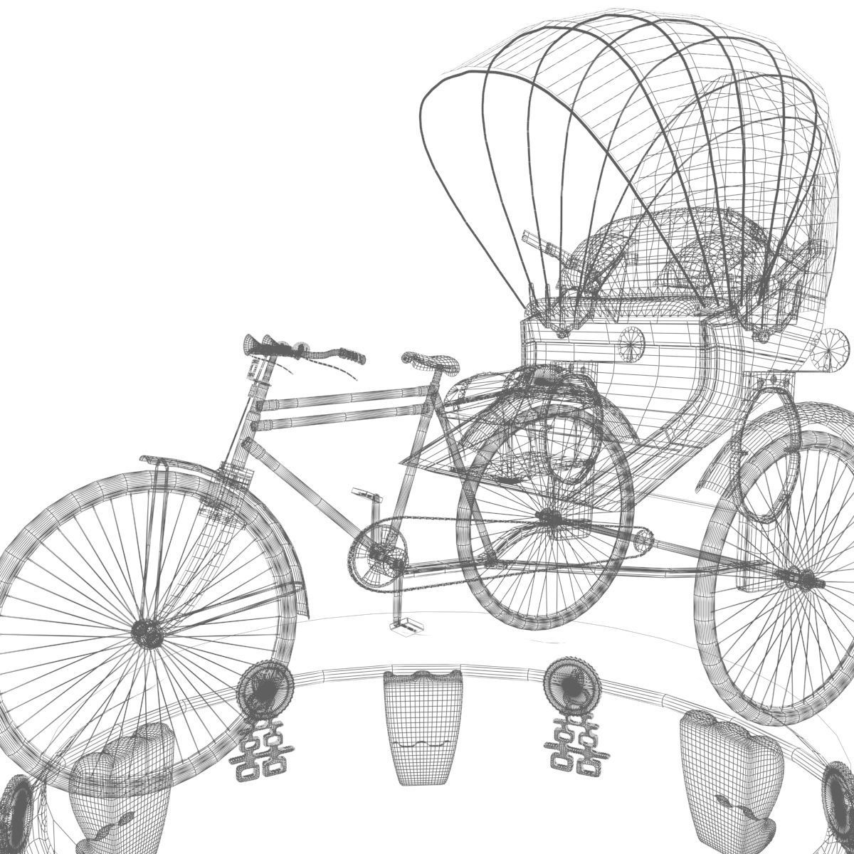 Chinese rickshaw 3D model_6