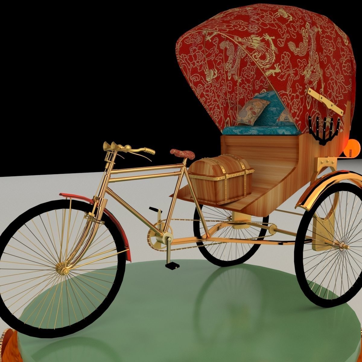 Chinese rickshaw 3D model_4