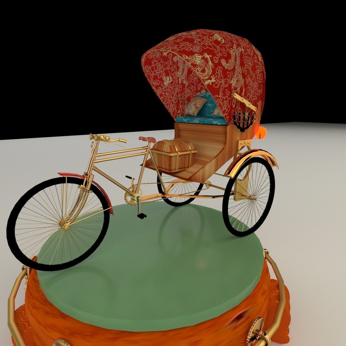 Chinese rickshaw 3D model_1