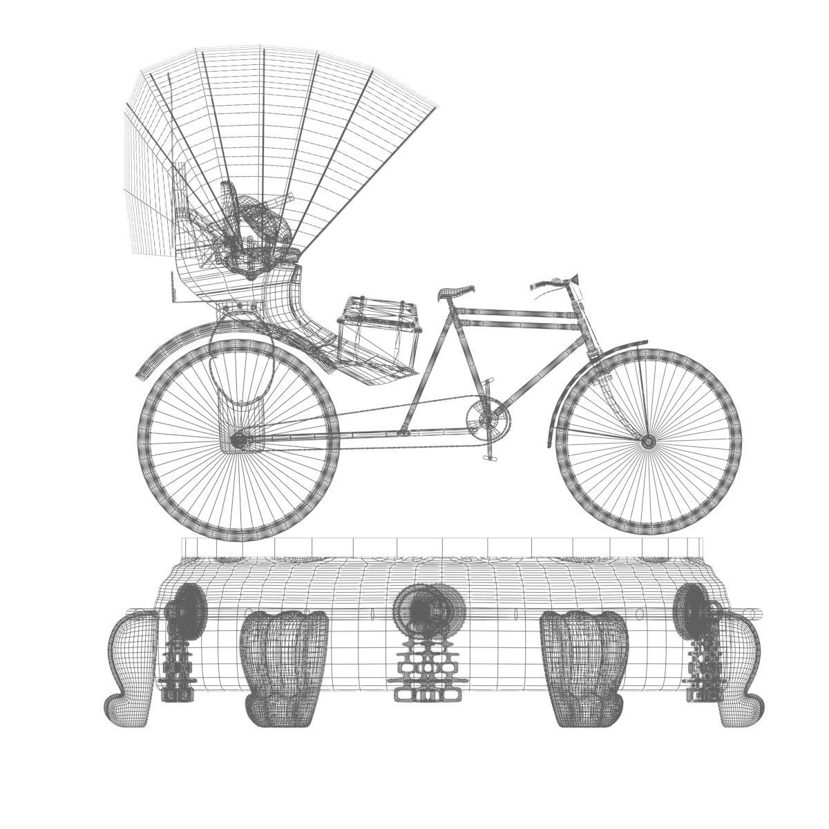 Chinese rickshaw 3D model_5