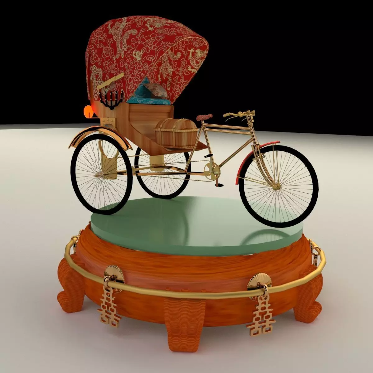Chinese rickshaw 3D model_0