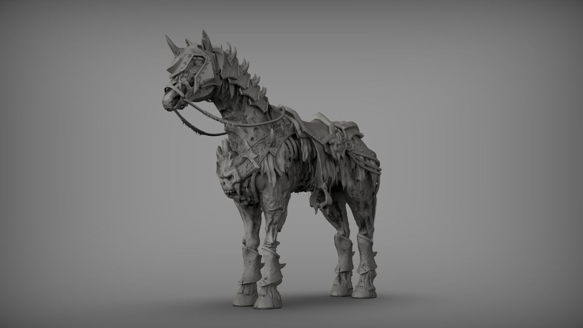 Undead Horse and Unholy Knight Low-poly 3D model_11