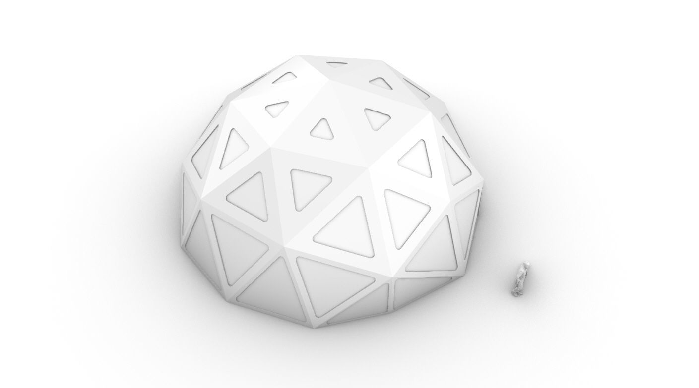 Geodesic Dome with Dynamic Perforations and glass panels  3D model_66