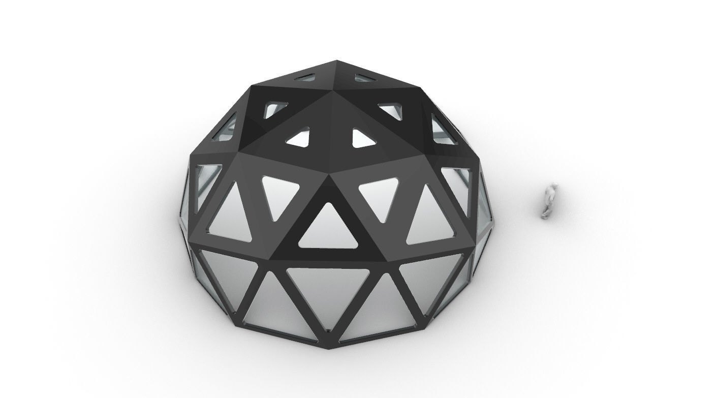 Geodesic Dome with Dynamic Perforations and glass panels  3D model_57