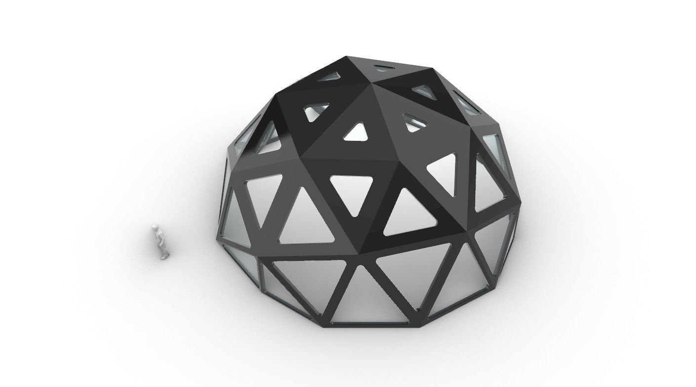 Geodesic Dome with Dynamic Perforations and glass panels  3D model_13