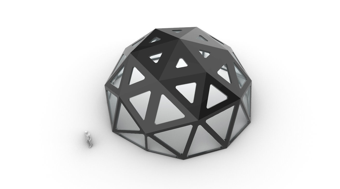 Geodesic Dome with Dynamic Perforations and glass panels  3D model_9