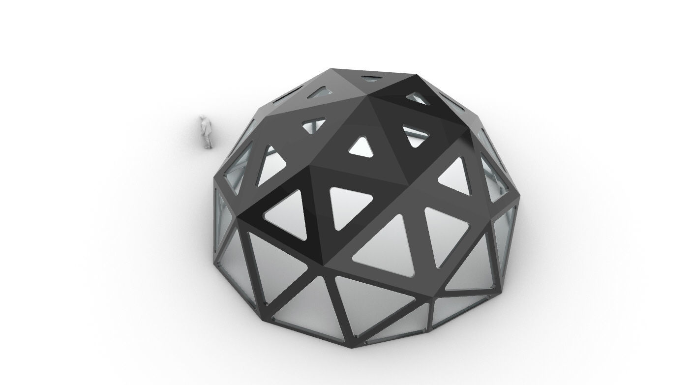 Geodesic Dome with Dynamic Perforations and glass panels  3D model_25