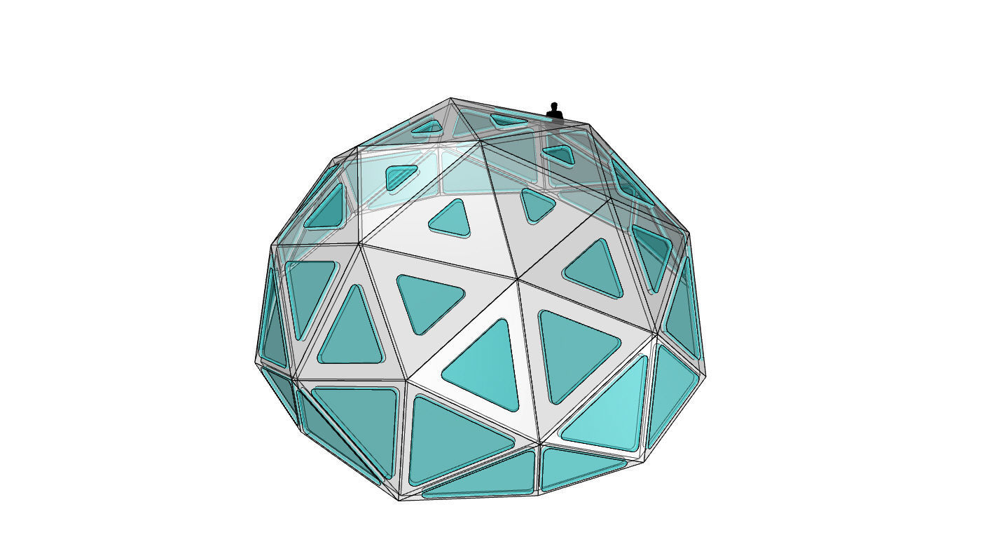 Geodesic Dome with Dynamic Perforations and glass panels  3D model_43