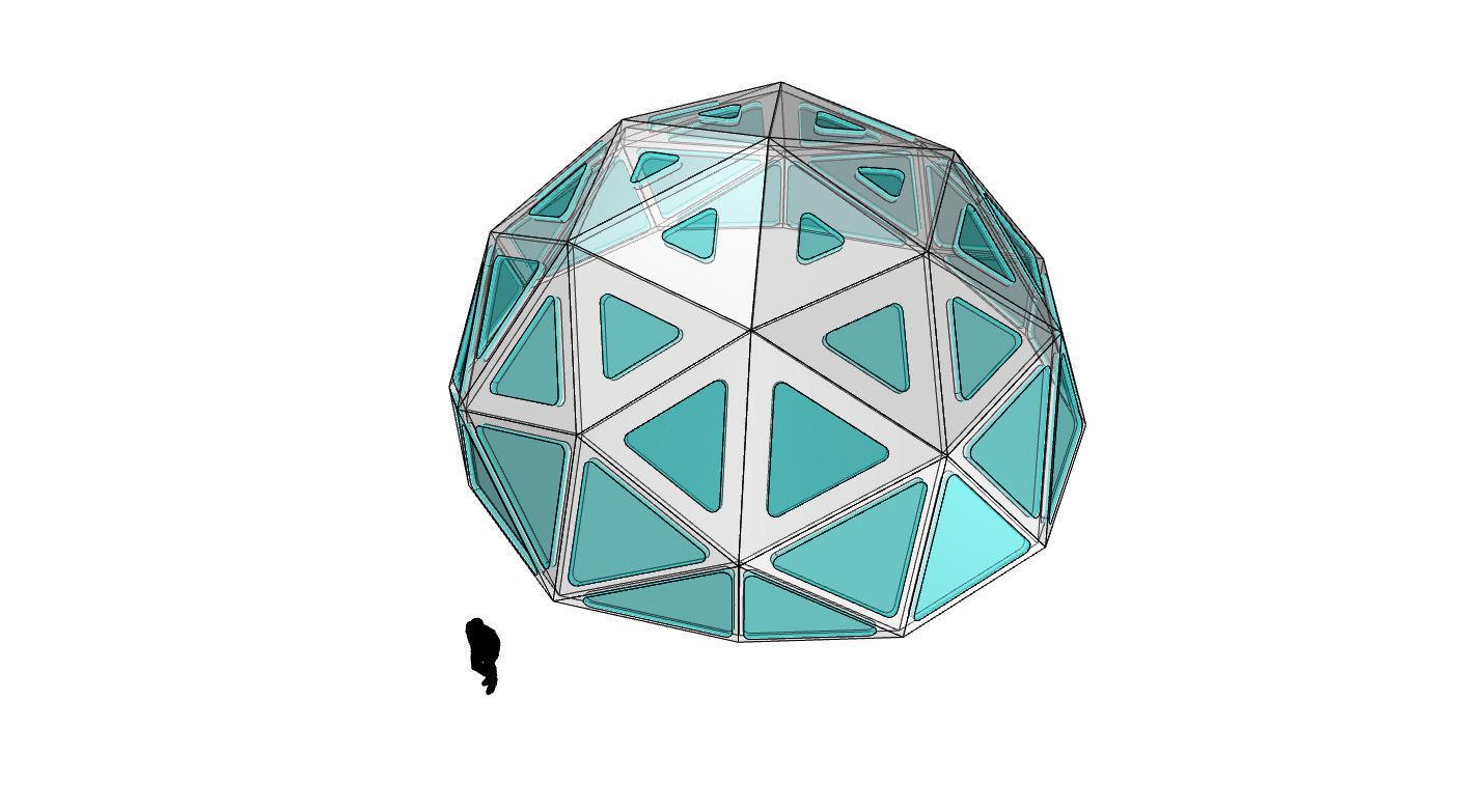 Geodesic Dome with Dynamic Perforations and glass panels  3D model_7