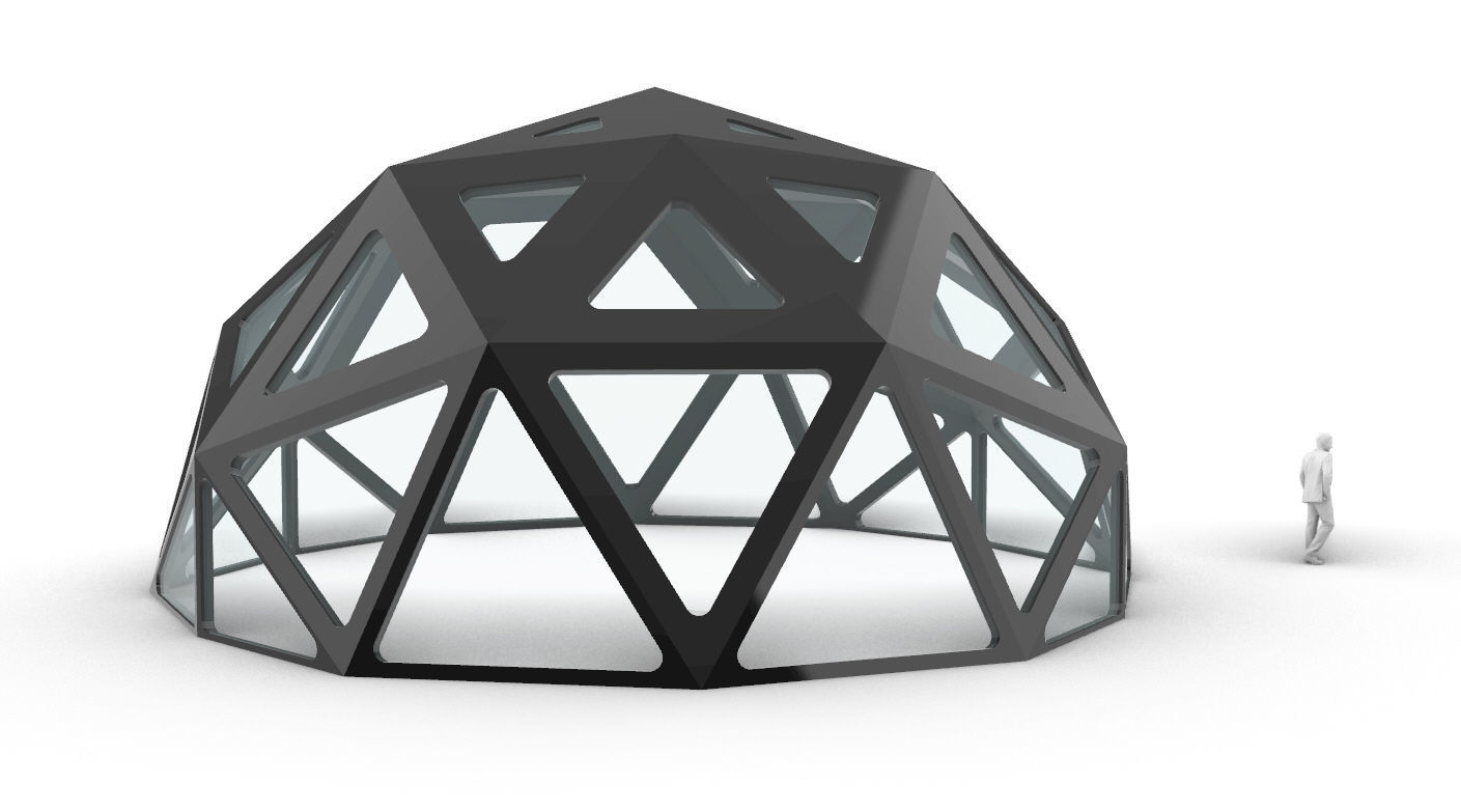 Geodesic Dome with Dynamic Perforations and glass panels  3D model_52