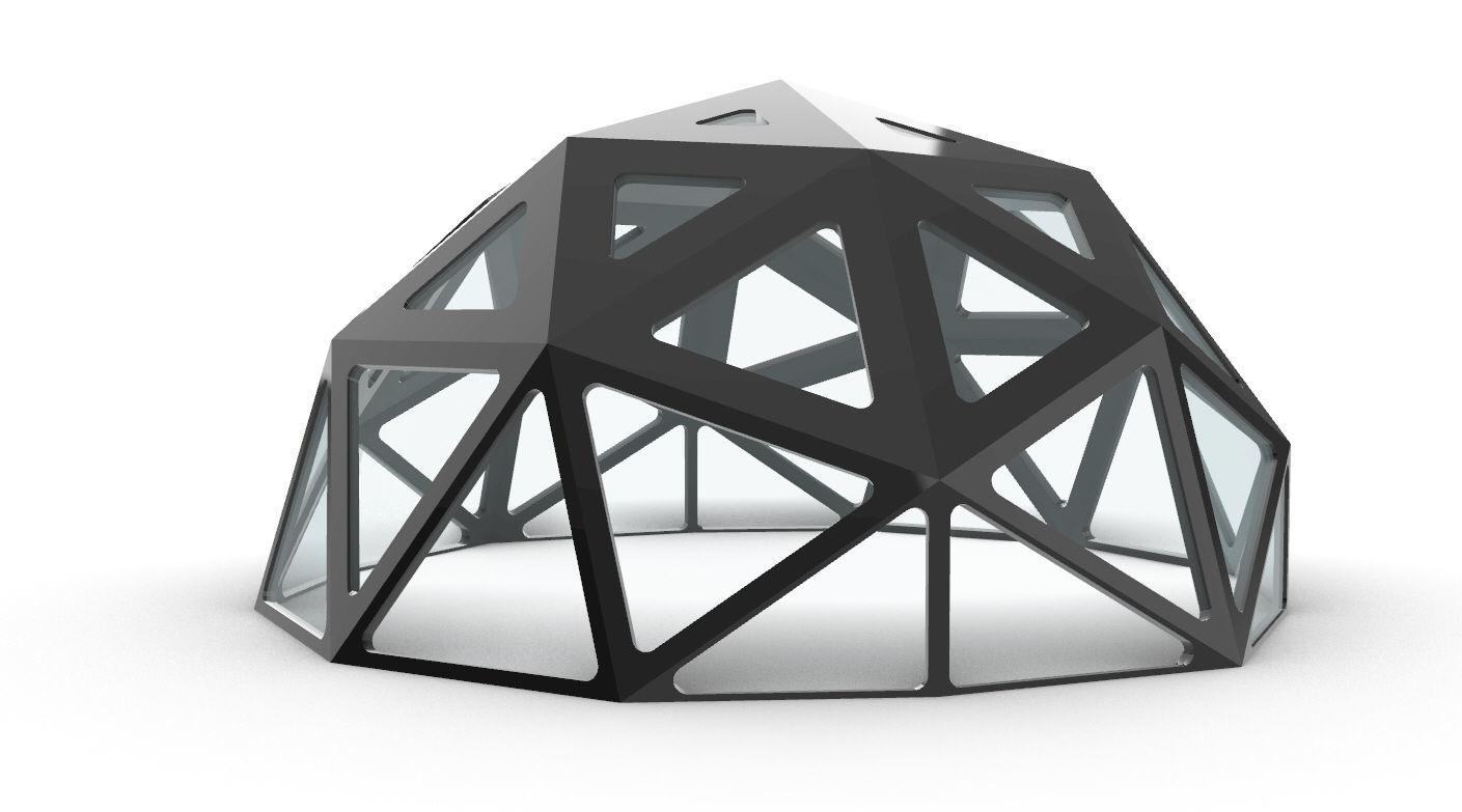 Geodesic Dome with Dynamic Perforations and glass panels  3D model_24