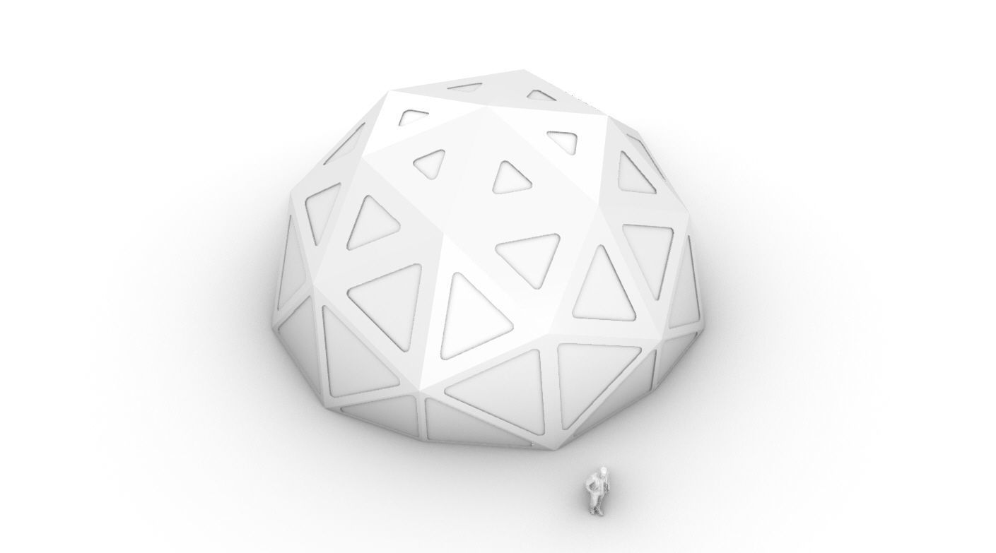 Geodesic Dome with Dynamic Perforations and glass panels  3D model_74