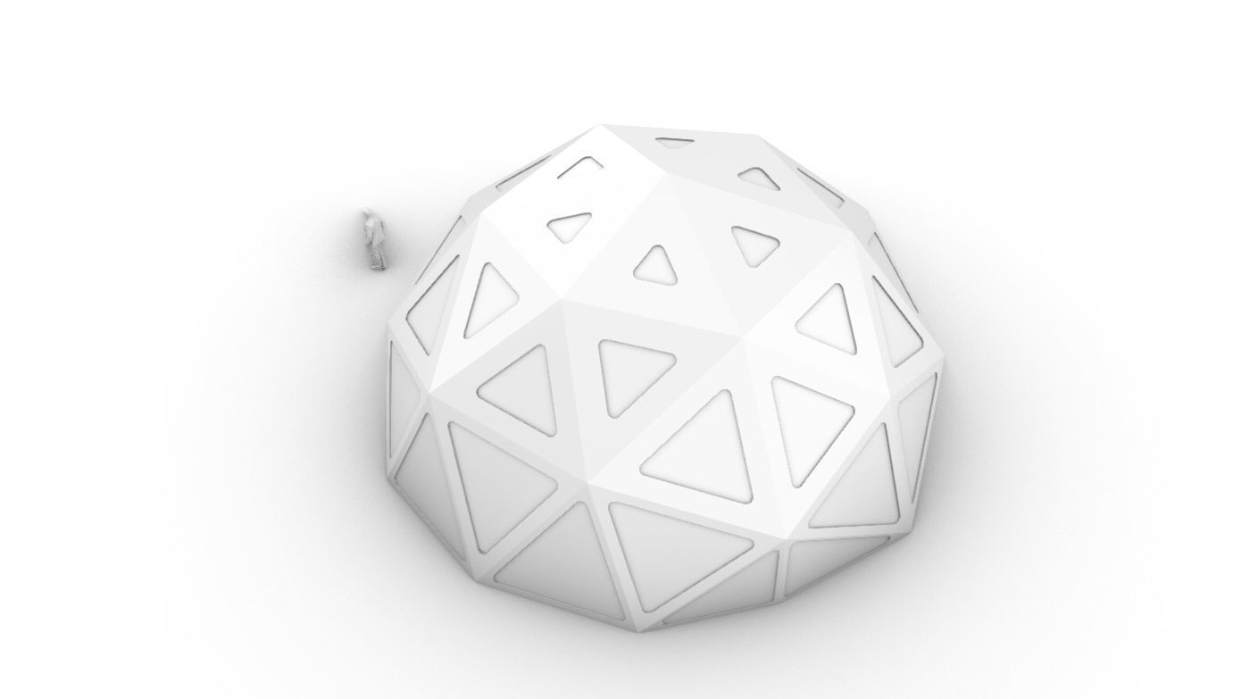 Geodesic Dome with Dynamic Perforations and glass panels  3D model_26