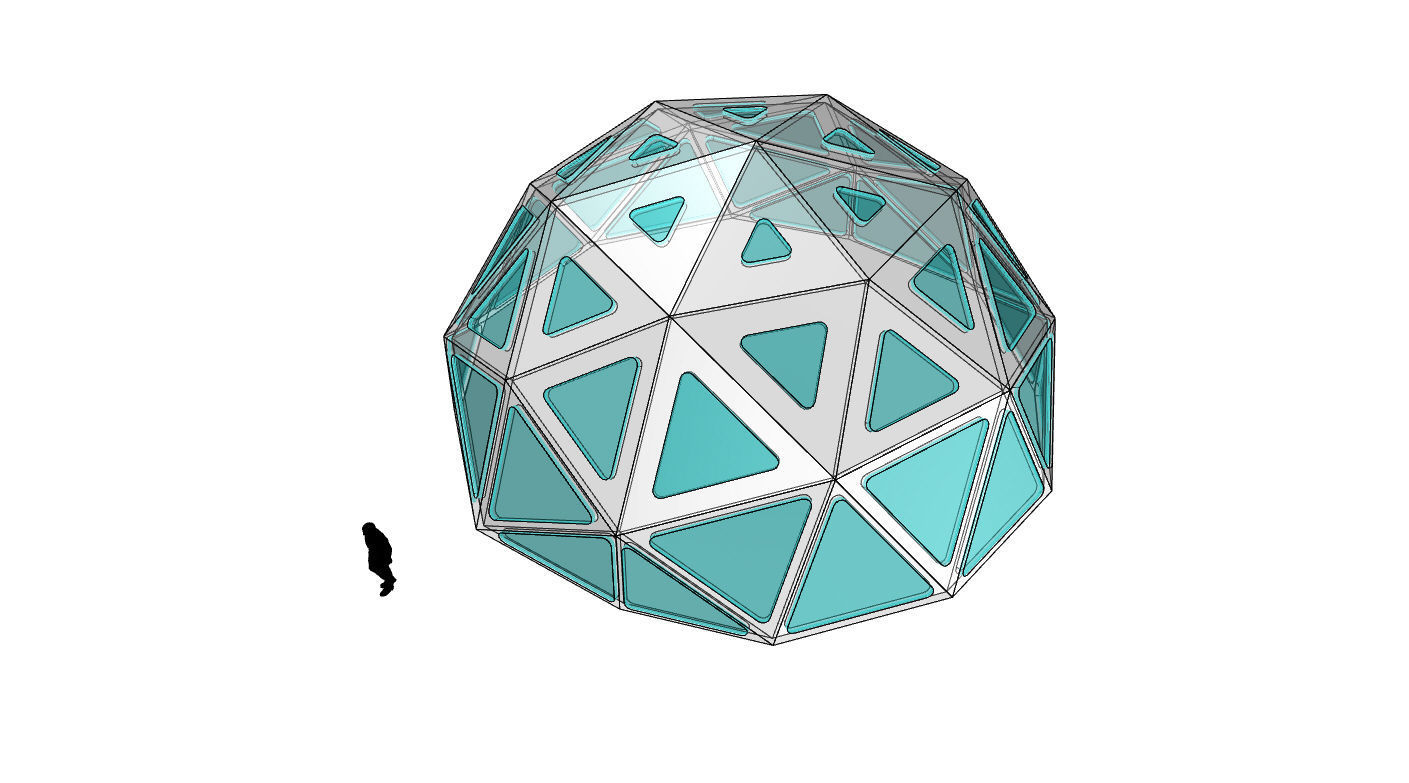 Geodesic Dome with Dynamic Perforations and glass panels  3D model_11