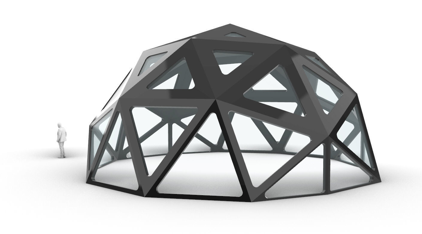 Geodesic Dome with Dynamic Perforations and glass panels  3D model_20