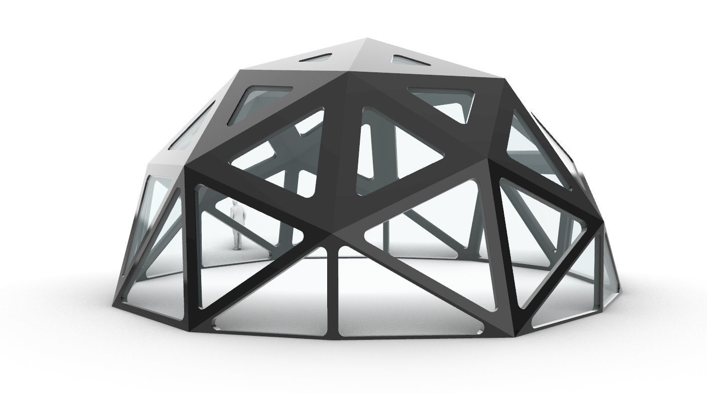 Geodesic Dome with Dynamic Perforations and glass panels  3D model_28