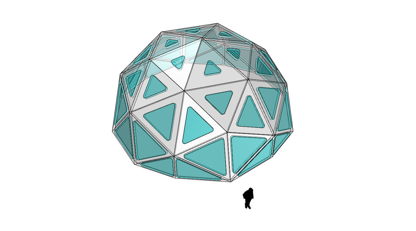 Geodesic Dome with Dynamic Perforations and glass panels  3D model_75