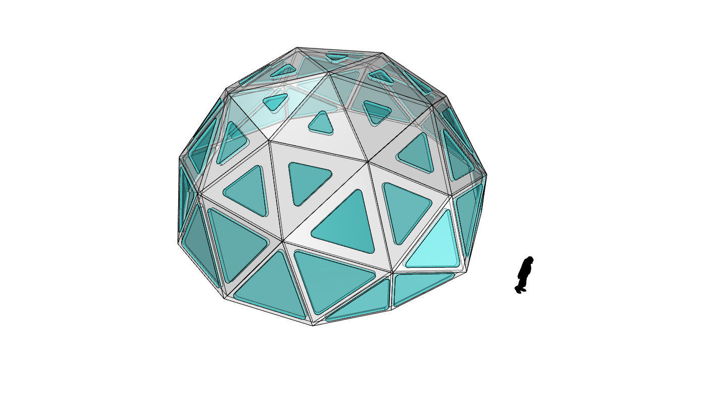 Geodesic Dome with Dynamic Perforations and glass panels  3D model_67