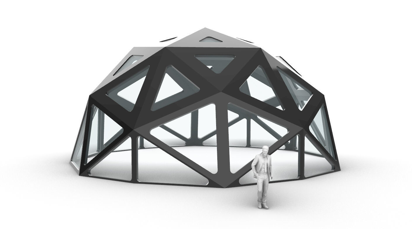 Geodesic Dome with Dynamic Perforations and glass panels  3D model_72