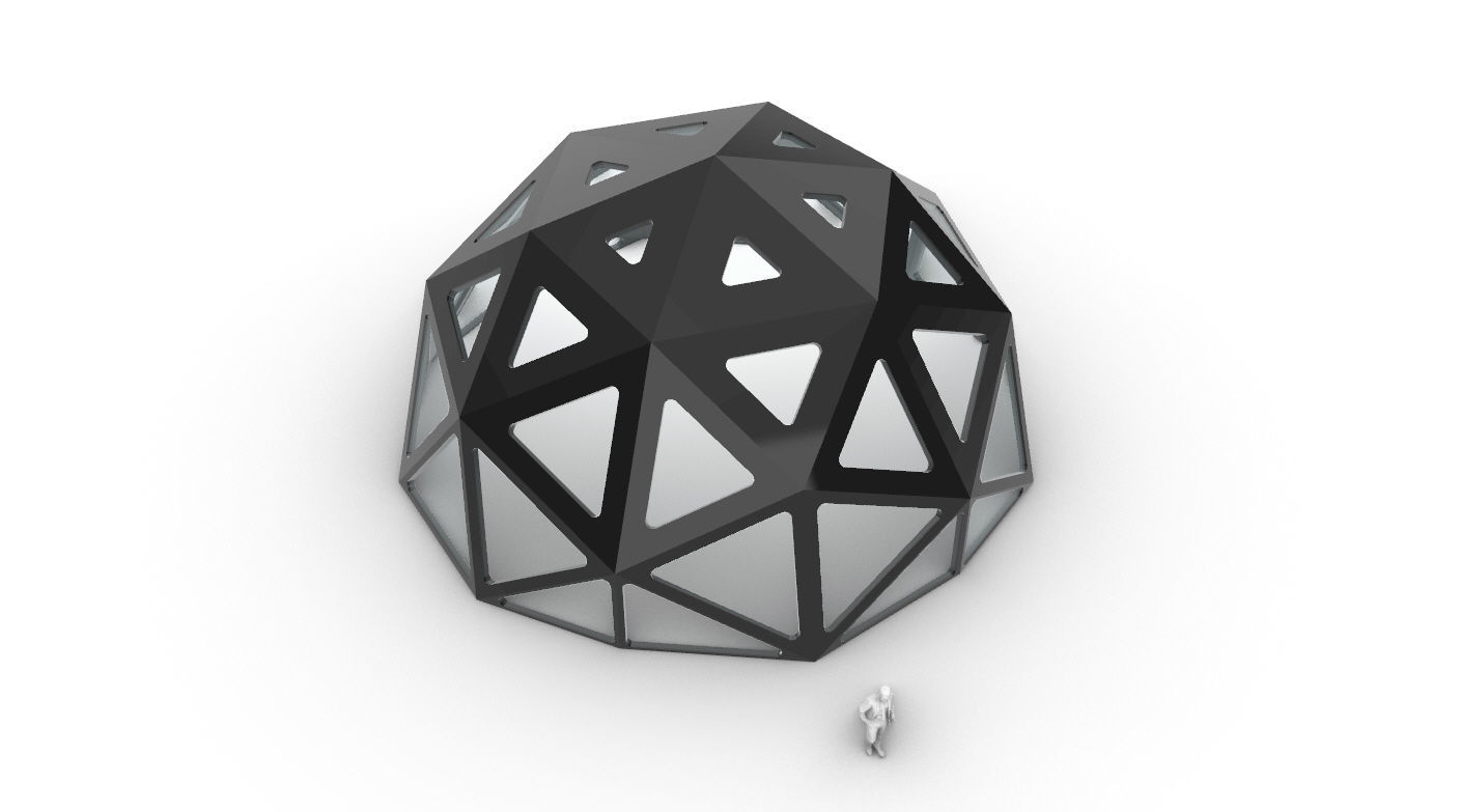 Geodesic Dome with Dynamic Perforations and glass panels  3D model_73