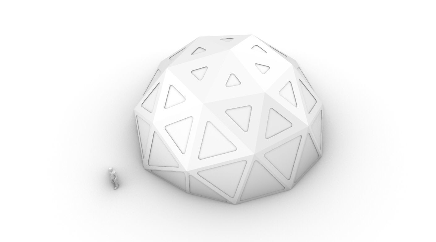 Geodesic Dome with Dynamic Perforations and glass panels  3D model_10