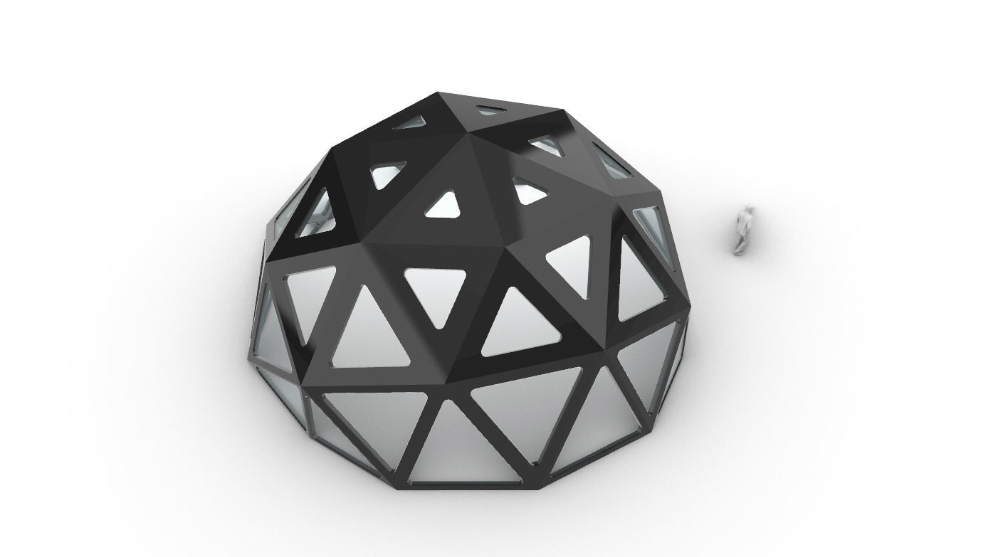 Geodesic Dome with Dynamic Perforations and glass panels  3D model_53