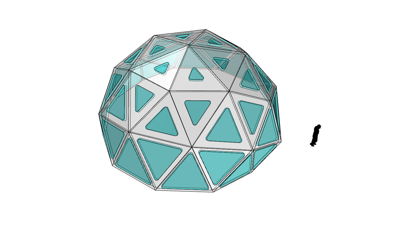 Geodesic Dome with Dynamic Perforations and glass panels  3D model_63