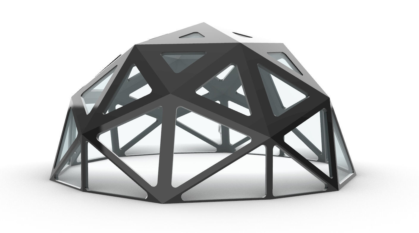Geodesic Dome with Dynamic Perforations and glass panels  3D model_36