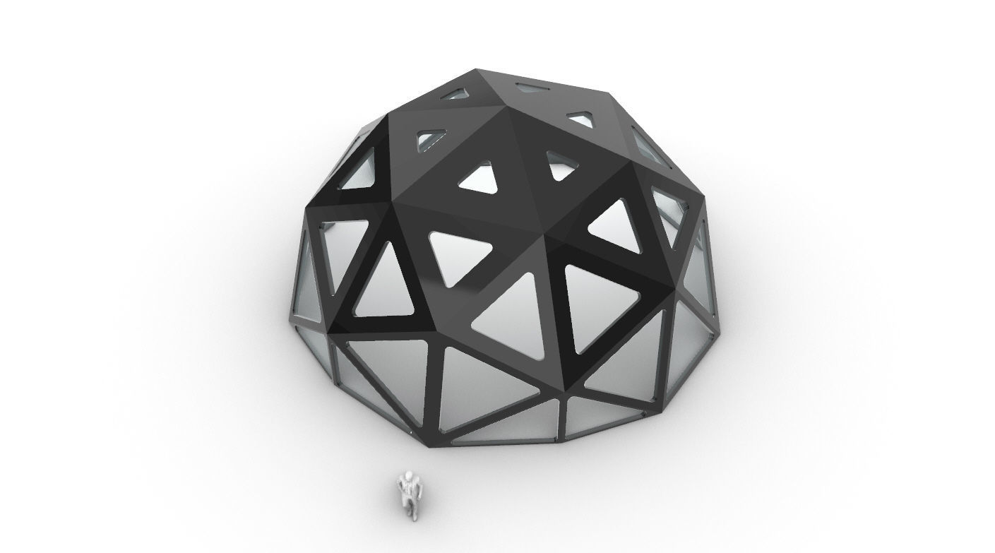 Geodesic Dome with Dynamic Perforations and glass panels  3D model_2