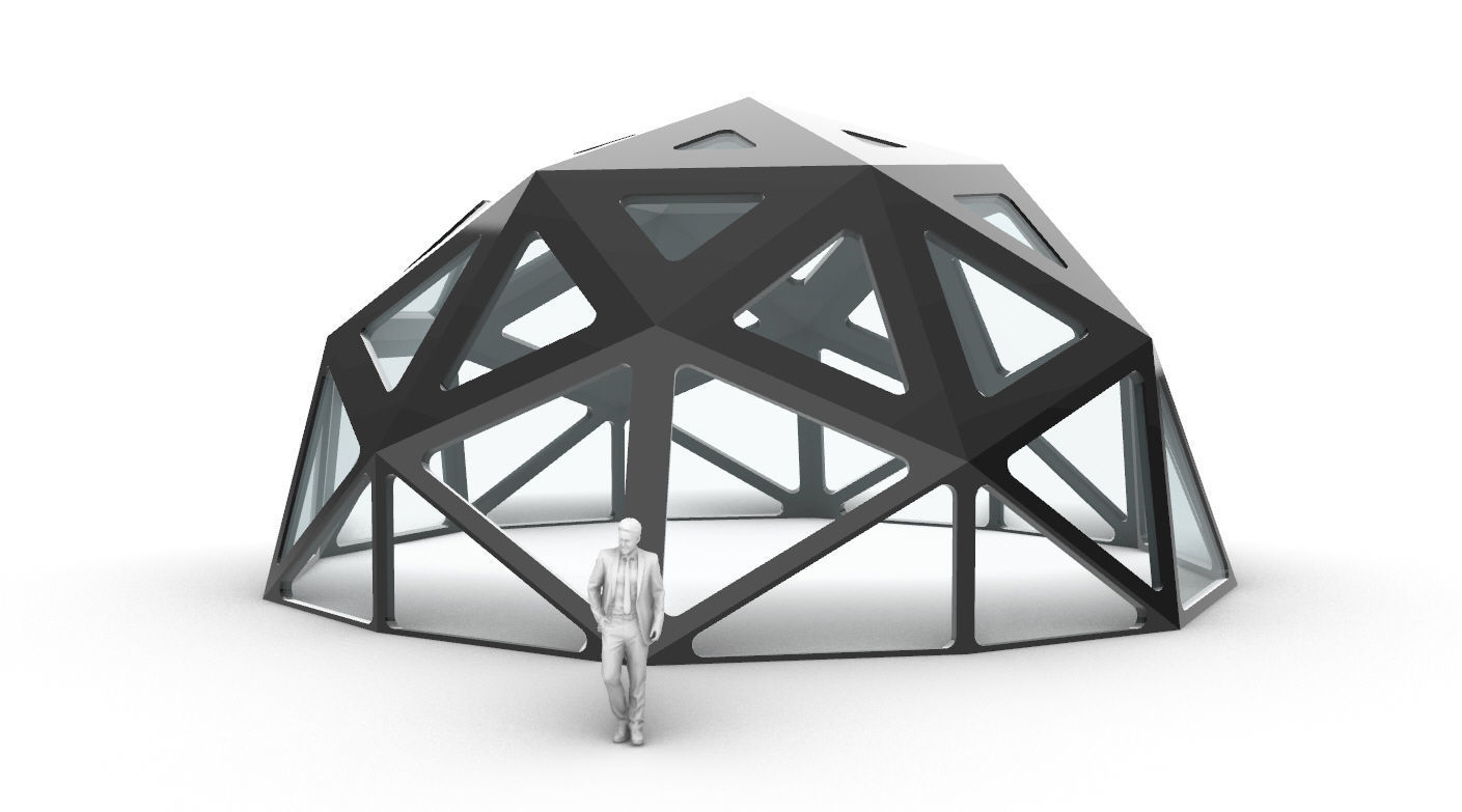 Geodesic Dome with Dynamic Perforations and glass panels  3D model_76