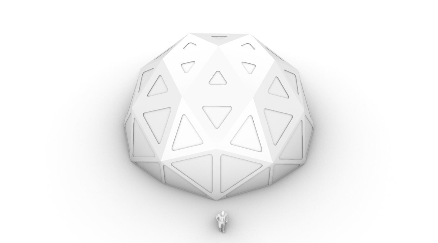 Geodesic Dome with Dynamic Perforations and glass panels  3D model_78