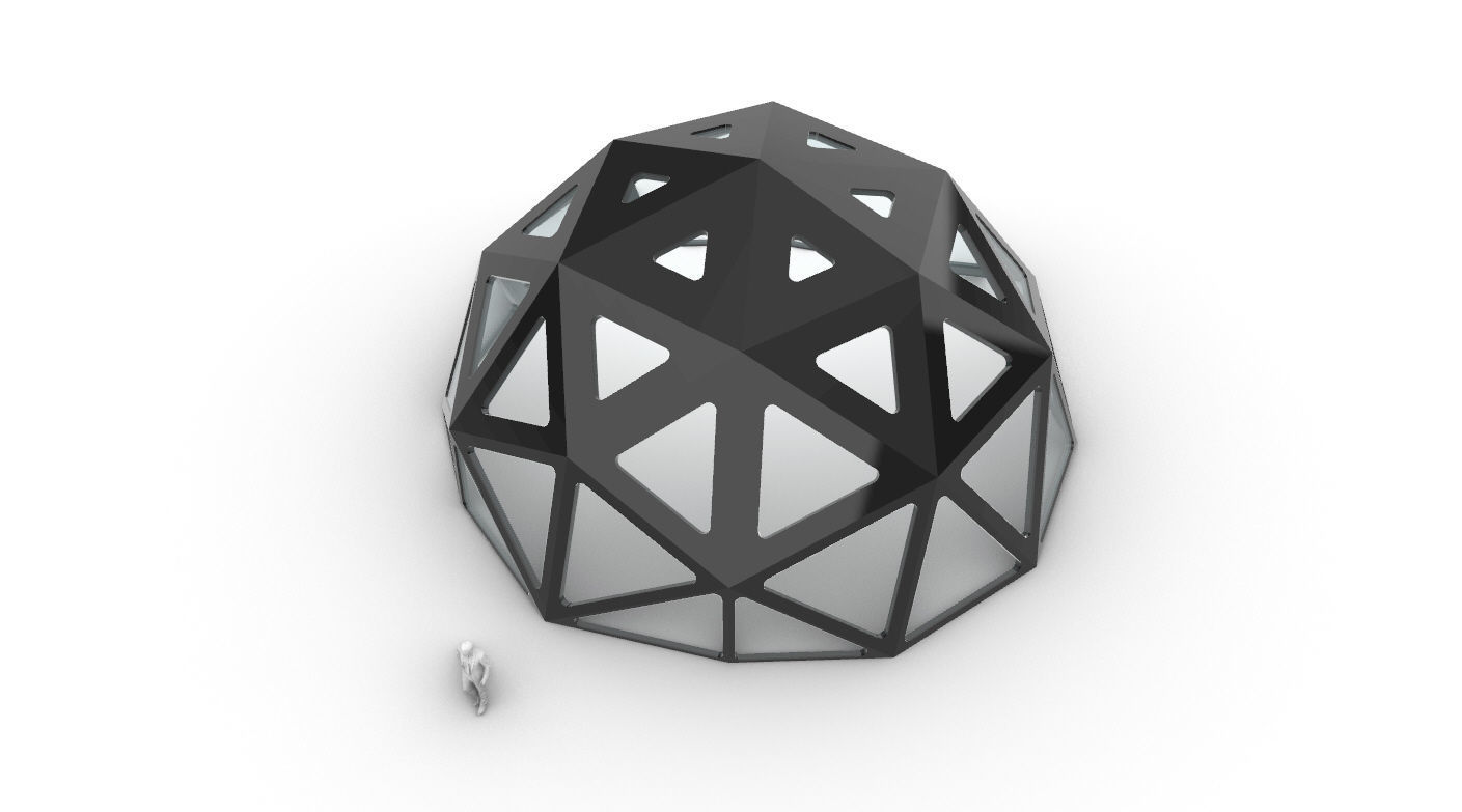 Geodesic Dome with Dynamic Perforations and glass panels  3D model_5