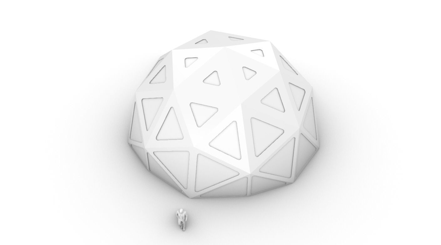 Geodesic Dome with Dynamic Perforations and glass panels  3D model_3