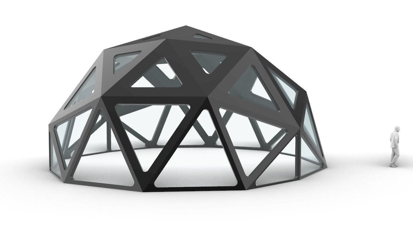 Geodesic Dome with Dynamic Perforations and glass panels  3D model_56