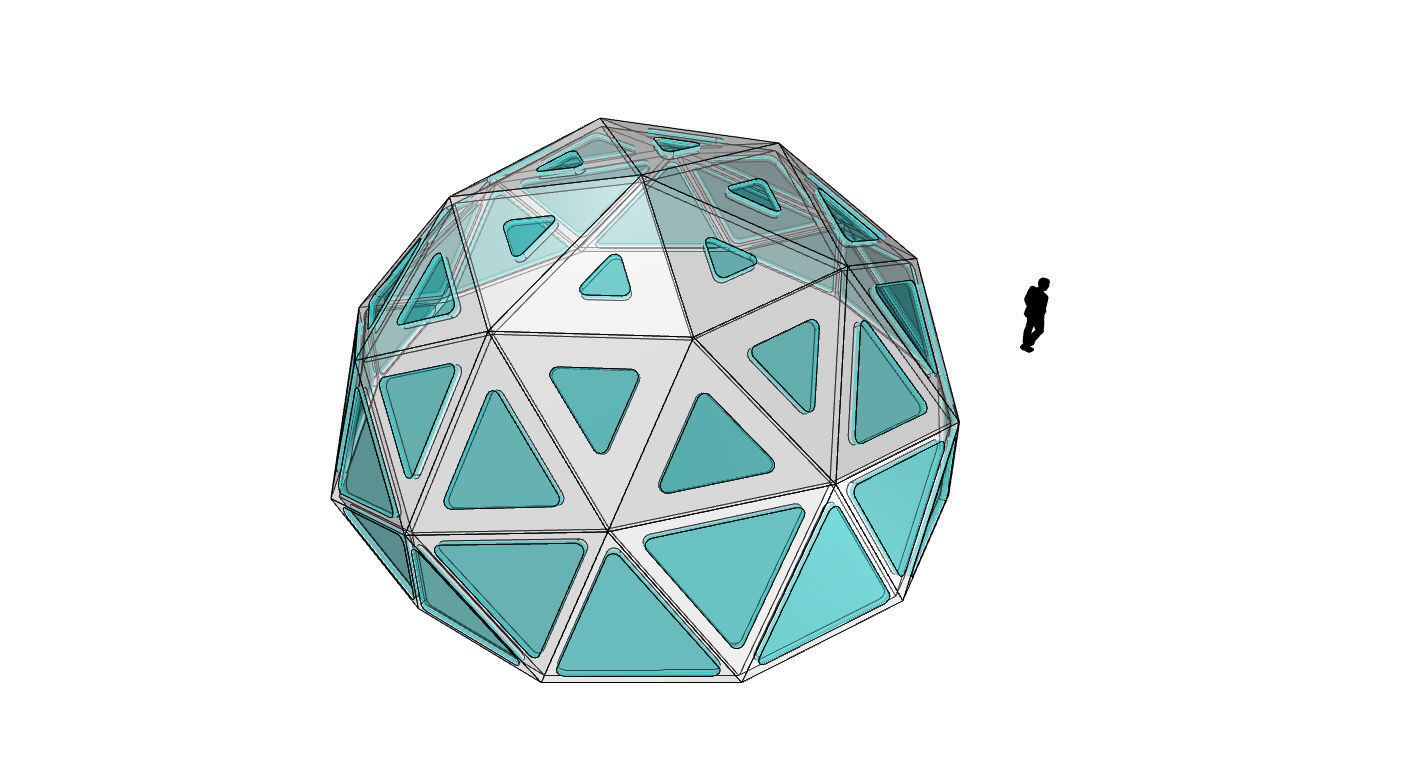 Geodesic Dome with Dynamic Perforations and glass panels  3D model_55
