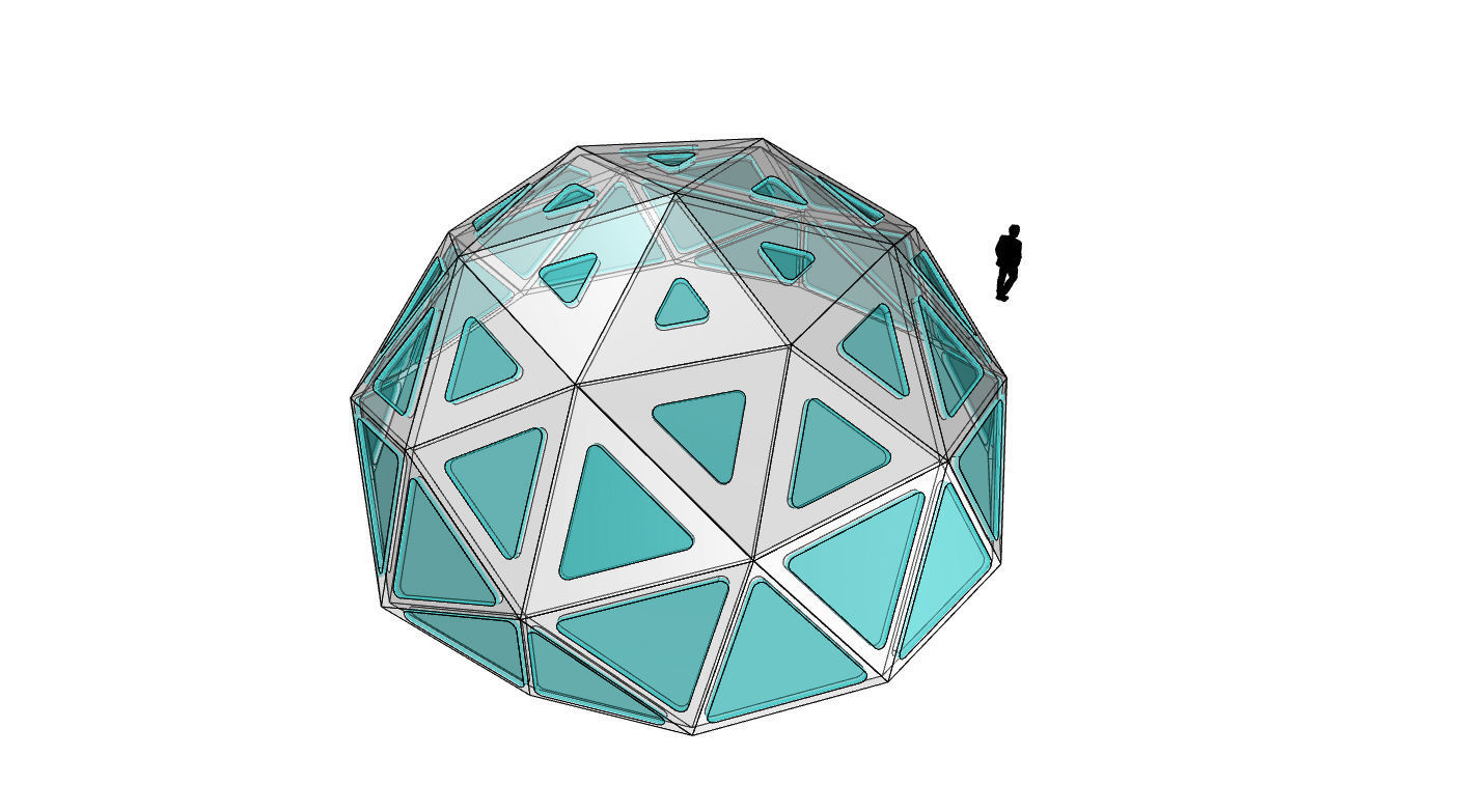 Geodesic Dome with Dynamic Perforations and glass panels  3D model_51