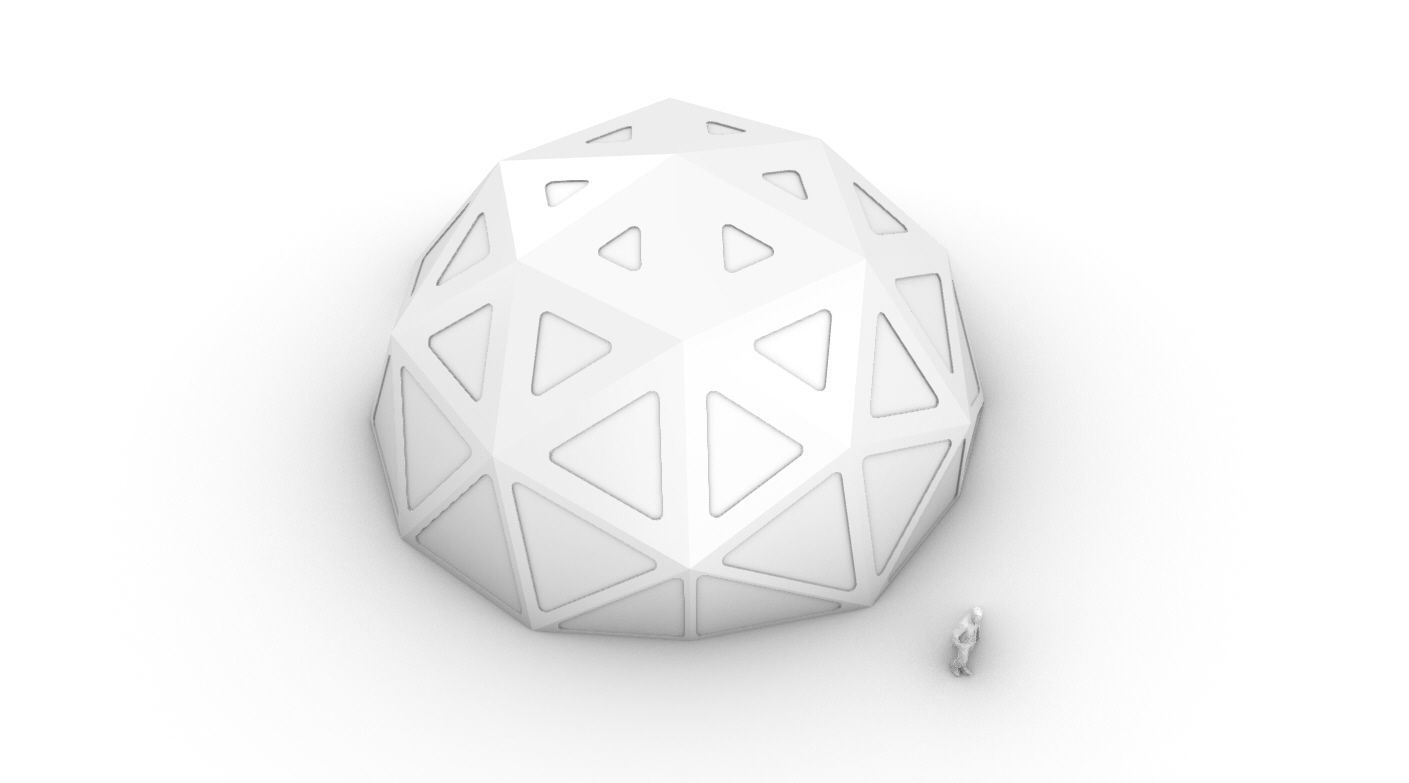 Geodesic Dome with Dynamic Perforations and glass panels  3D model_70