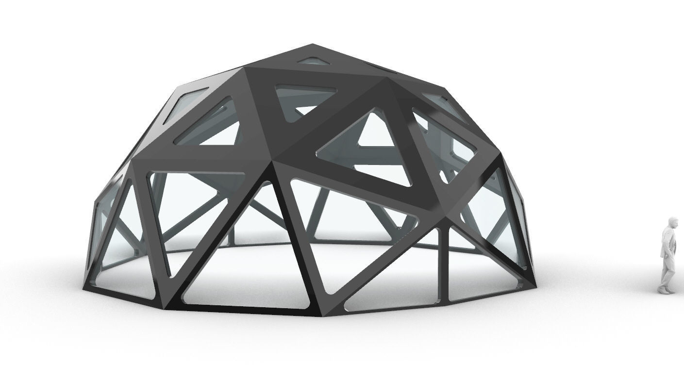 Geodesic Dome with Dynamic Perforations and glass panels  3D model_60