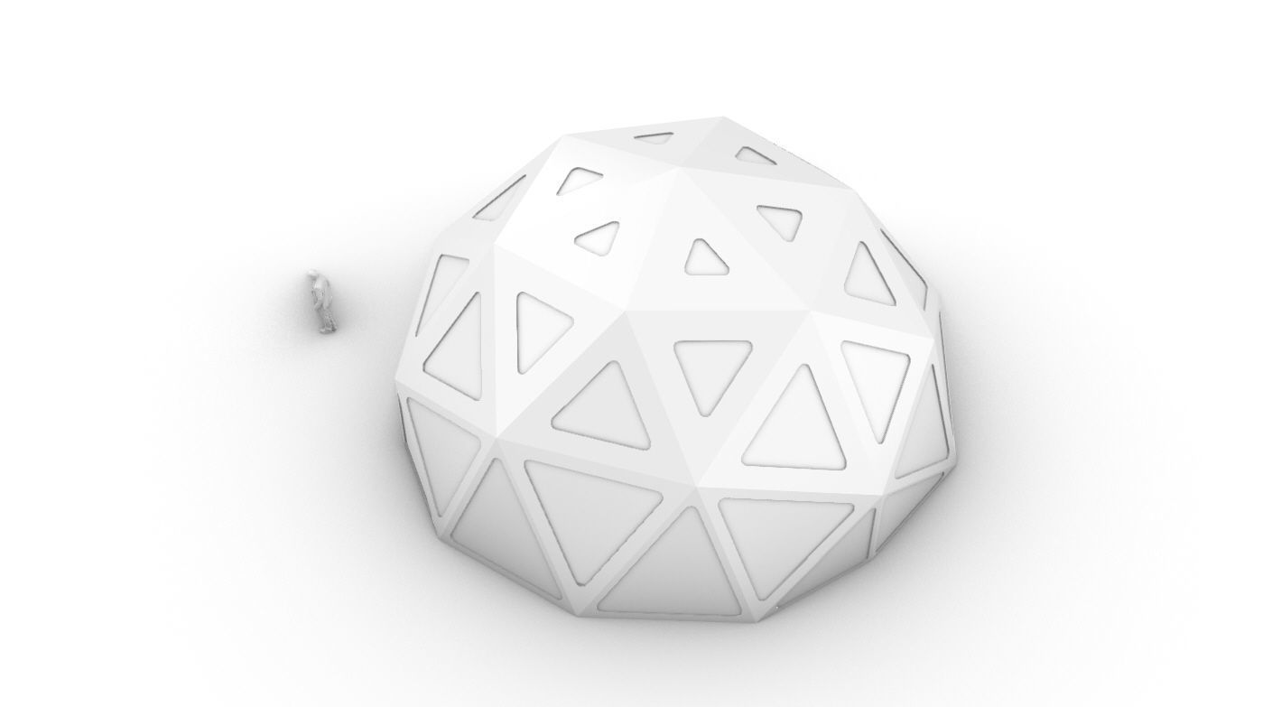 Geodesic Dome with Dynamic Perforations and glass panels  3D model_22