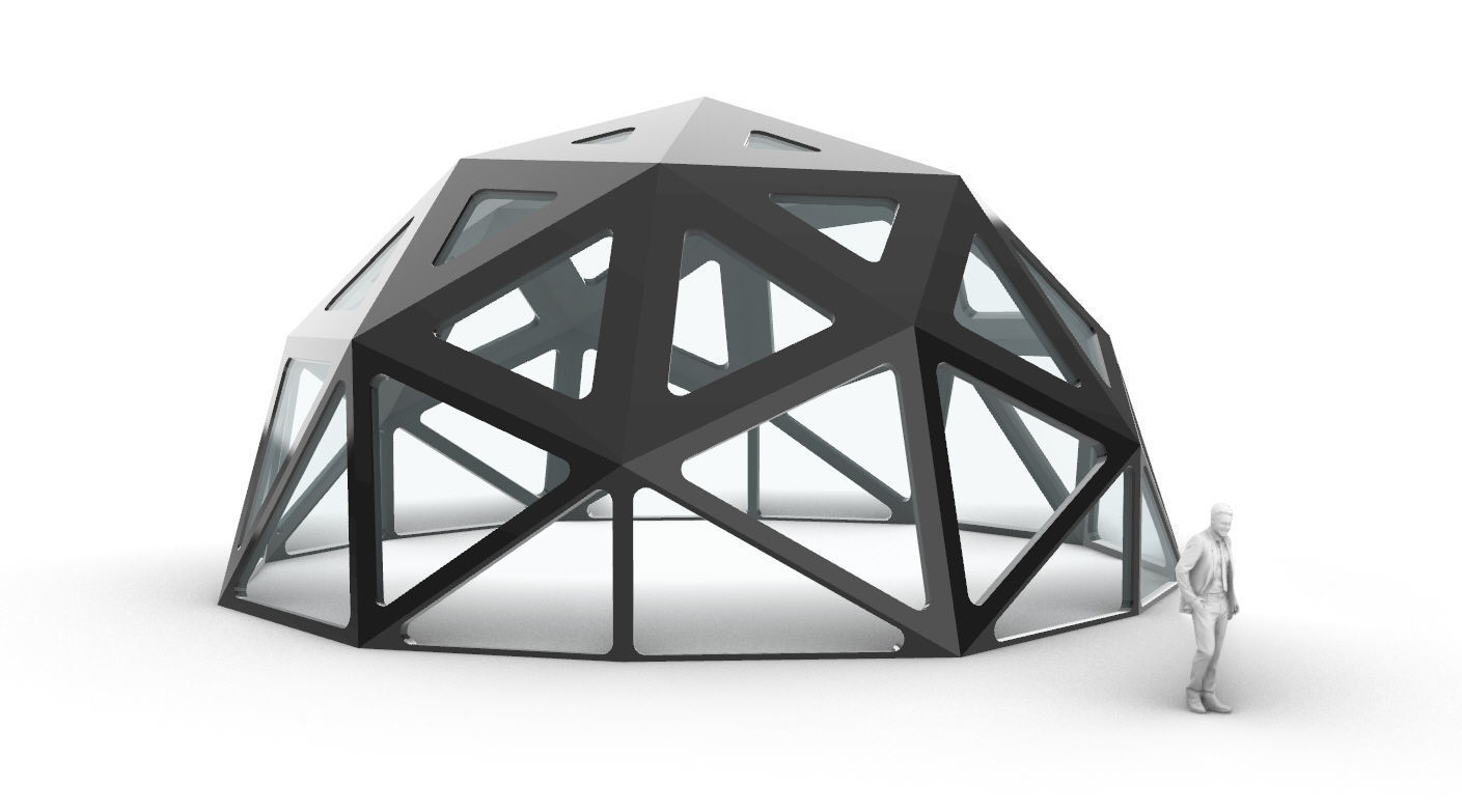 Geodesic Dome with Dynamic Perforations and glass panels  3D model_68
