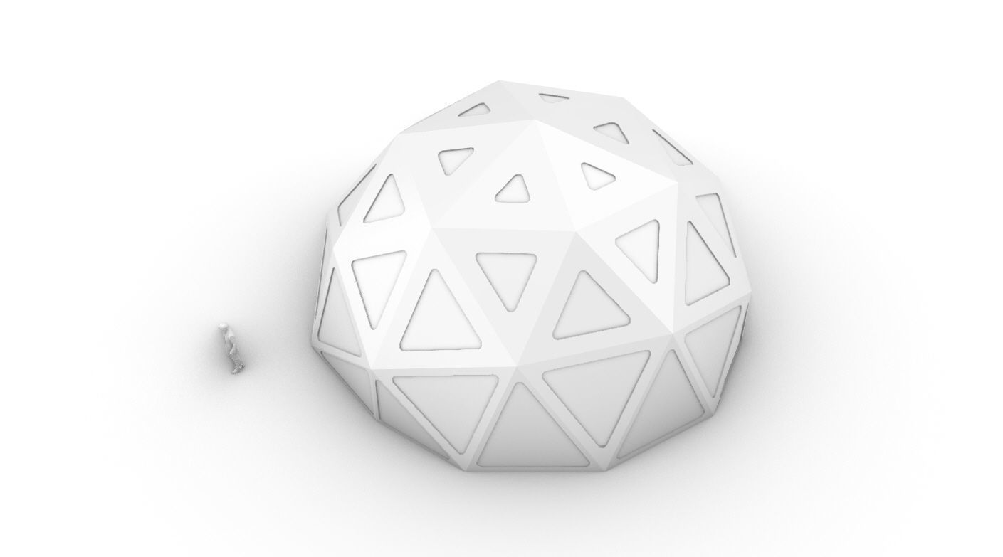 Geodesic Dome with Dynamic Perforations and glass panels  3D model_14
