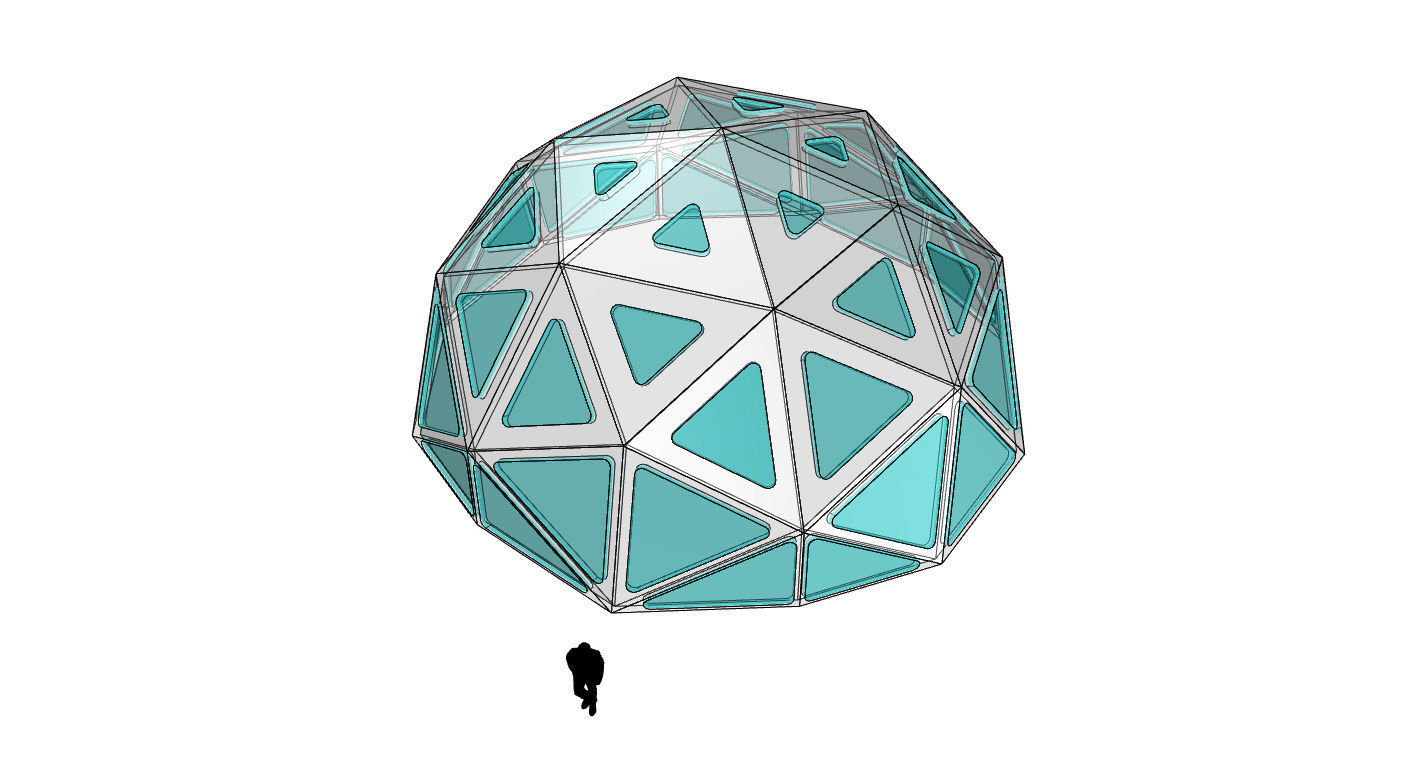 Geodesic Dome with Dynamic Perforations and glass panels  3D model_4