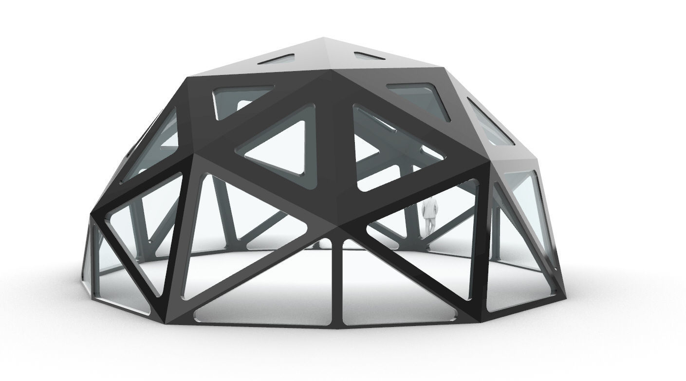 Geodesic Dome with Dynamic Perforations and glass panels  3D model_40