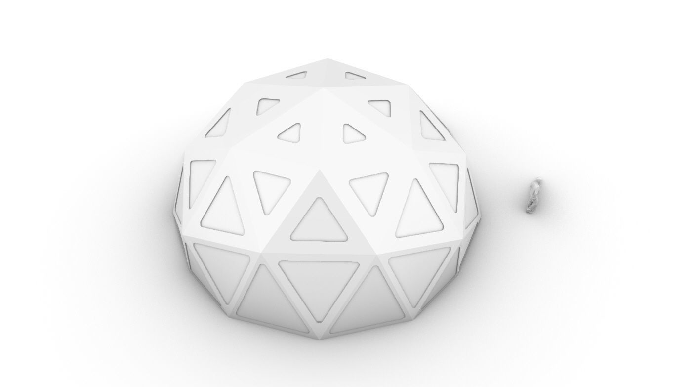 Geodesic Dome with Dynamic Perforations and glass panels  3D model_58