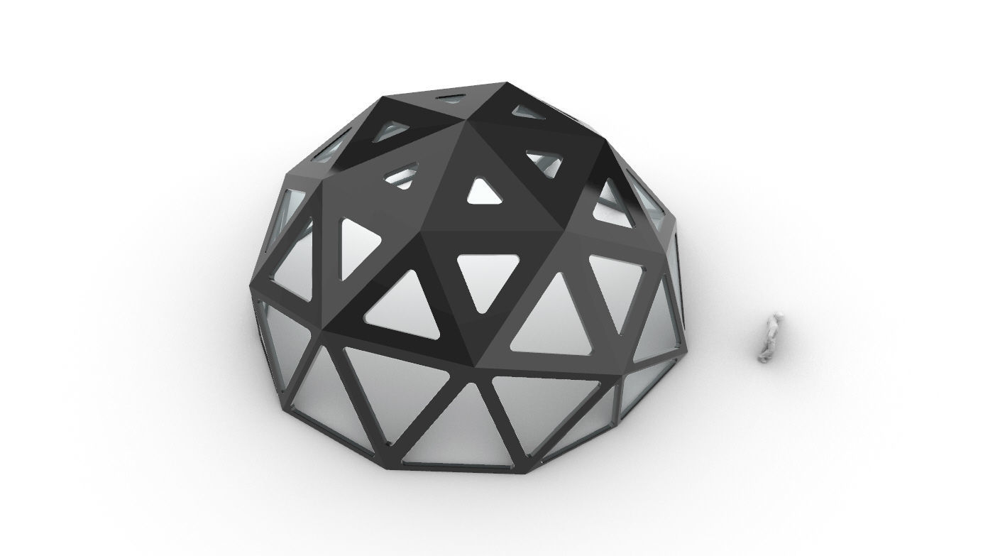Geodesic Dome with Dynamic Perforations and glass panels  3D model_61