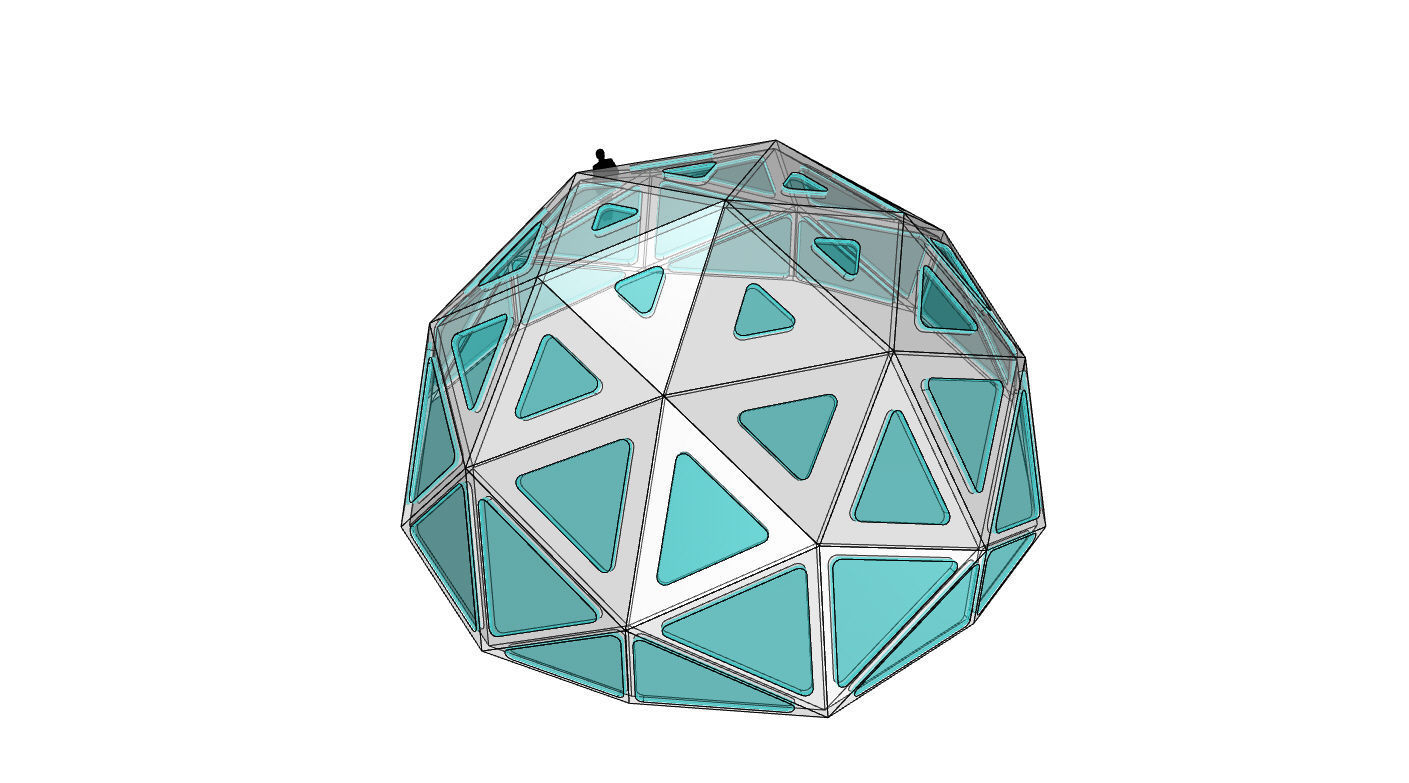Geodesic Dome with Dynamic Perforations and glass panels  3D model_35